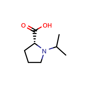 Chemical structure of (2R)-1-(propan-2-yl)pyrrolidine-2-carboxylic acid , CAS 1194096-60-0, AChemBlock S82639