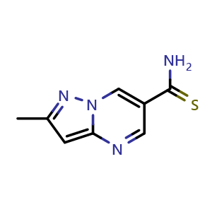 Chemical structure of 2-methylpyrazolo[1,5-a]pyrimidine-6-carbothioamide , CAS 1193389-99-9, AChemBlock S82644