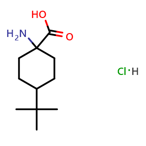 Chemical structure of 1-amino-4-tert-butylcyclohexane-1-carboxylic acid hydrochloride , CAS 1193389-72-8, AChemBlock S82646