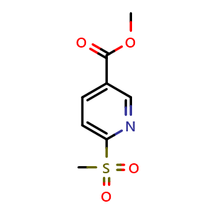 Chemical structure of methyl 6-methanesulfonylpyridine-3-carboxylate , CAS 1190948-26-5, AChemBlock S82670