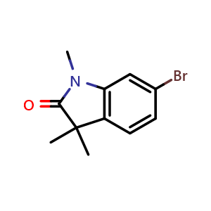 Chemical structure of 6-bromo-1,3,3-trimethyl-2,3-dihydro-1H-indol-2-one , CAS 1190861-69-8, AChemBlock S82672