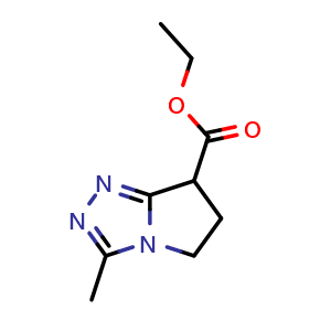 Chemical structure of ethyl 3-methyl-5H,6H,7H-pyrrolo[2,1-c][1,2,4]triazole-7-carboxylate , CAS 1190392-05-2, AChemBlock S82680