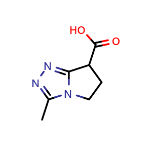 Chemical structure of 3-methyl-5H,6H,7H-pyrrolo[2,1-c][1,2,4]triazole-7-carboxylic acid , CAS 1190392-04-1, AChemBlock S82681
