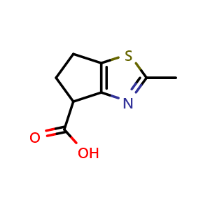 Chemical structure of 2-methyl-4H,5H,6H-cyclopenta[d][1,3]thiazole-4-carboxylic acid , CAS 1190391-79-7, AChemBlock S82682