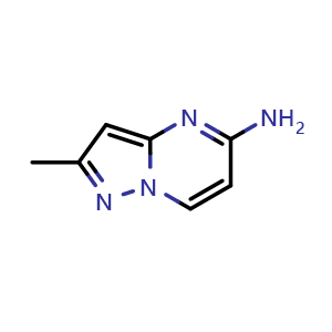 Chemical structure of 2-methylpyrazolo[1,5-a]pyrimidin-5-amine , CAS 1190045-39-6, AChemBlock S82690