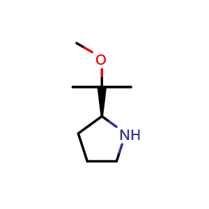 Chemical structure of (2S)-2-(2-methoxypropan-2-yl)pyrrolidine , CAS 118971-00-9, AChemBlock S82694