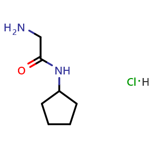 Chemical structure of 2-amino-N-cyclopentylacetamide hydrochloride , CAS 1187931-16-3, AChemBlock S82707