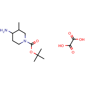 Chemical structure of tert-butyl 4-amino-3-methylpiperidine-1-carboxylate oxalate , CAS 1187928-30-8, AChemBlock S82711