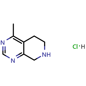 Chemical structure of 4-methyl-5H,6H,7H,8H-pyrido[3,4-d]pyrimidine hydrochloride , CAS 1187830-72-3, AChemBlock S82715