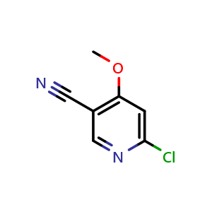 Chemical structure of 6-chloro-4-methoxypyridine-3-carbonitrile , CAS 1187190-69-7, AChemBlock S82728