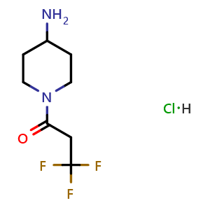 Chemical structure of 1-(4-aminopiperidin-1-yl)-3,3,3-trifluoropropan-1-one hydrochloride , CAS 1187160-03-7, AChemBlock S82729