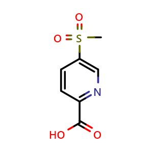 Chemical structure of 5-methanesulfonylpyridine-2-carboxylic acid , CAS 1186663-48-8, AChemBlock S82733