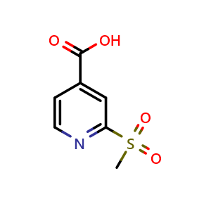Chemical structure of 2-methanesulfonylpyridine-4-carboxylic acid , CAS 1186663-27-3, AChemBlock S82737