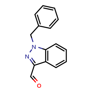Chemical structure of 1-benzyl-1H-indazole-3-carbaldehyde , CAS 1186509-61-4, AChemBlock S82738