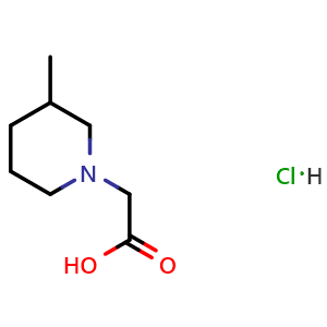 Chemical structure of 2-(3-methylpiperidin-1-yl)acetic acid hydrochloride , CAS 1185294-82-9, AChemBlock S82750