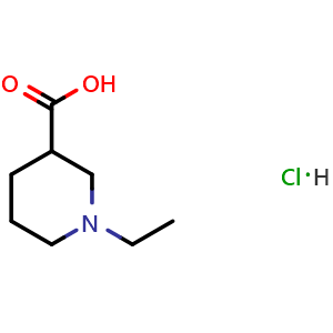 Chemical structure of 1-ethylpiperidine-3-carboxylic acid hydrochloride , CAS 1185293-15-5, AChemBlock S82751