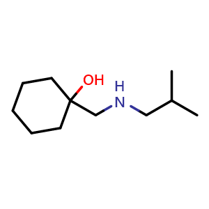 Chemical structure of 1-{[(2-methylpropyl)amino]methyl}cyclohexan-1-ol , CAS 1184666-05-4, AChemBlock S82757
