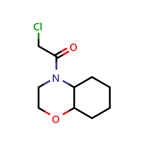Chemical structure of 2-chloro-1-(octahydro-2H-1,4-benzoxazin-4-yl)ethan-1-one , CAS 1184627-66-4, AChemBlock S82759