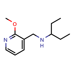 Chemical structure of [(2-methoxypyridin-3-yl)methyl](pentan-3-yl)amine , CAS 1183693-18-6, AChemBlock S82766
