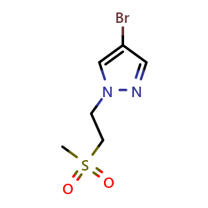 Chemical structure of 4-Bromo-1-(2-methanesulfonylethyl)-1H-pyrazole , CAS 1183252-85-8, AChemBlock S82771