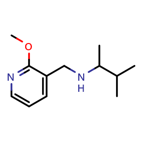 Chemical structure of [(2-methoxypyridin-3-yl)methyl](3-methylbutan-2-yl)amine , CAS 1183037-64-0, AChemBlock S82774