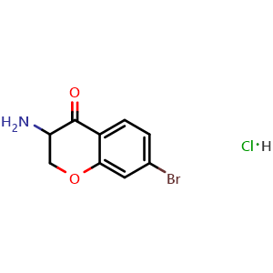 Chemical structure of 3-amino-7-bromo-3,4-dihydro-2H-1-benzopyran-4-one hydrochloride , CAS 1180671-97-9, AChemBlock S82789