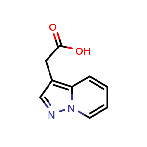 Chemical structure of 2-{pyrazolo[1,5-a]pyridin-3-yl}acetic acid , CAS 118055-03-1, AChemBlock S82790