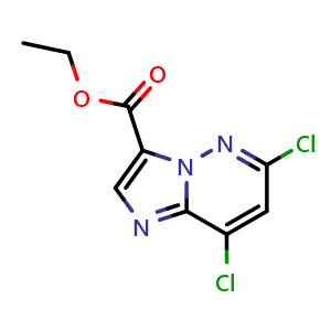 Chemical structure of ethyl 6,8-dichloroimidazo[1,2-b]pyridazine-3-carboxylate , CAS 1177415-90-5, AChemBlock S82812