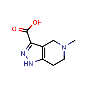 Chemical structure of 5-methyl-1H,4H,5H,6H,7H-pyrazolo[4,3-c]pyridine-3-carboxylic acid , CAS 1177283-79-2, AChemBlock S82824