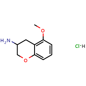 Chemical structure of 5-methoxy-3,4-dihydro-2H-1-benzopyran-3-amine hydrochloride , CAS 117422-43-2, AChemBlock S82851