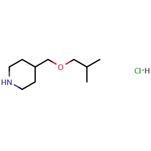 Chemical structure of 4-[(2-methylpropoxy)methyl]piperidine hydrochloride , CAS 1172379-41-7, AChemBlock S82872