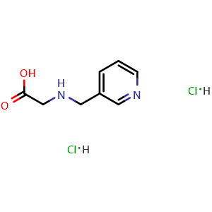 Chemical structure of 2-{[(pyridin-3-yl)methyl]amino}acetic acid dihydrochloride , CAS 1171594-48-1, AChemBlock S82886