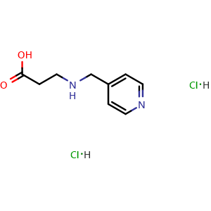 Chemical structure of 3-{[(pyridin-4-yl)methyl]amino}propanoic acid dihydrochloride , CAS 1171101-21-5, AChemBlock S82895