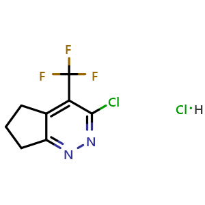 Chemical structure of 3-chloro-4-(trifluoromethyl)-5H,6H,7H-cyclopenta[c]pyridazine hydrochloride , CAS 1171056-28-2, AChemBlock S82897