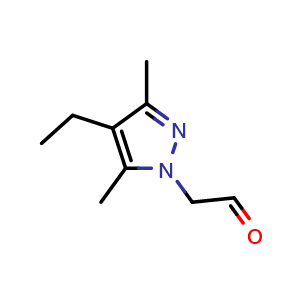 Chemical structure of 2-(4-ethyl-3,5-dimethyl-1H-pyrazol-1-yl)acetaldehyde , CAS 1170049-40-7, AChemBlock S82913