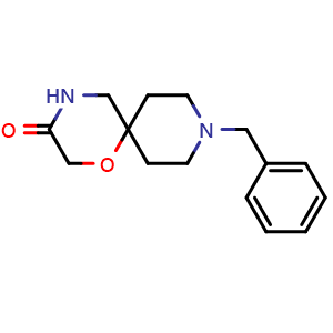 Chemical structure of 9-benzyl-1-oxa-4,9-diazaspiro[5.5]undecan-3-one , CAS 1169699-64-2, AChemBlock S82915