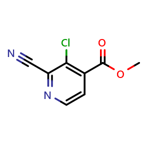 Chemical structure of methyl 3-chloro-2-cyano-pyridine-4-carboxylate , CAS 1168102-35-9, AChemBlock S82922