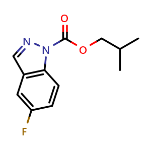 Chemical structure of 2-methylpropyl 5-fluoro-1H-indazole-1-carboxylate , CAS 1167418-10-1, AChemBlock S82923
