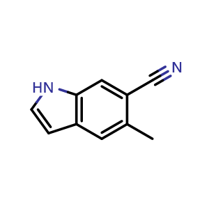 Chemical structure of 5-methyl-1H-indole-6-carbonitrile , CAS 1167056-69-0, AChemBlock S82926
