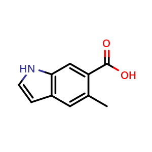 Chemical structure of 5-methyl-1H-indole-6-carboxylic acid , CAS 1167056-00-9, AChemBlock S82936