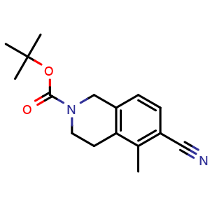 Chemical structure of tert-butyl 6-cyano-5-methyl-1,2,3,4-tetrahydroisoquinoline-2-carboxylate , CAS 1165923-92-1, AChemBlock S82943