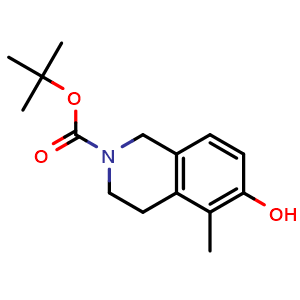 Chemical structure of tert-butyl 6-hydroxy-5-methyl-3,4-dihydroisoquinoline-2(1H)-carboxylate , CAS 1165923-89-6, AChemBlock S82944