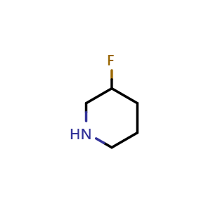 Chemical structure of 3-fluoropiperidine , CAS 116574-75-5, AChemBlock S82945