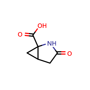 Chemical structure of 3-oxo-2-azabicyclo[3.1.0]hexane-1-carboxylic acid , CAS 116447-40-6, AChemBlock S82949