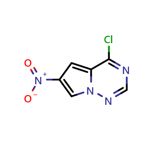 Chemical structure of 4-chloro-6-nitropyrrolo[2,1-f][1,2,4]triazine , CAS 1160995-37-8, AChemBlock S82967