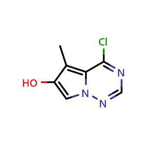 Chemical structure of 4-chloro-5-methylpyrrolo[2,1-f][1,2,4]triazin-6-ol , CAS 1160995-32-3, AChemBlock S82968