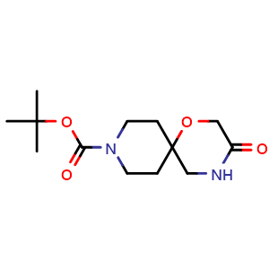 Chemical structure of tert-butyl 3-oxo-1-oxa-4,9-diazaspiro[5.5]undecane-9-carboxylate , CAS 1160247-07-3, AChemBlock S82980