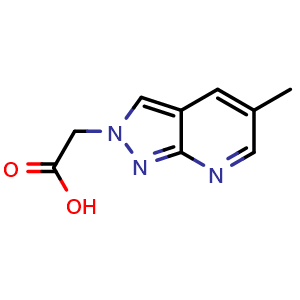 Chemical structure of 2-{5-methyl-2H-pyrazolo[3,4-b]pyridin-2-yl}acetic acid , CAS 1160246-26-3, AChemBlock S82981
