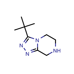 Chemical structure of 3-tert-Butyl-5H,6H,7H,8H-[1,2,4]triazolo[4,3-a]pyrazine , CAS 1159553-38-4, AChemBlock S83009