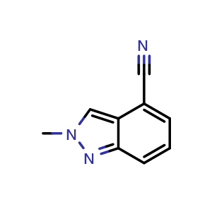Chemical structure of 2-methyl-2H-indazole-4-carbonitrile , CAS 1159511-45-1, AChemBlock S83016